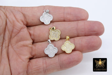 CZ Micro Pave Quatrefoil Clover Charm,Cross Shape Pendant #169 - A Girls Gems
